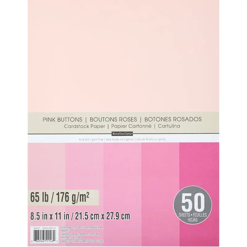 Pink Button Cardstock – 8.5" X 11" Premium Craft Paper (Style Card307) 1