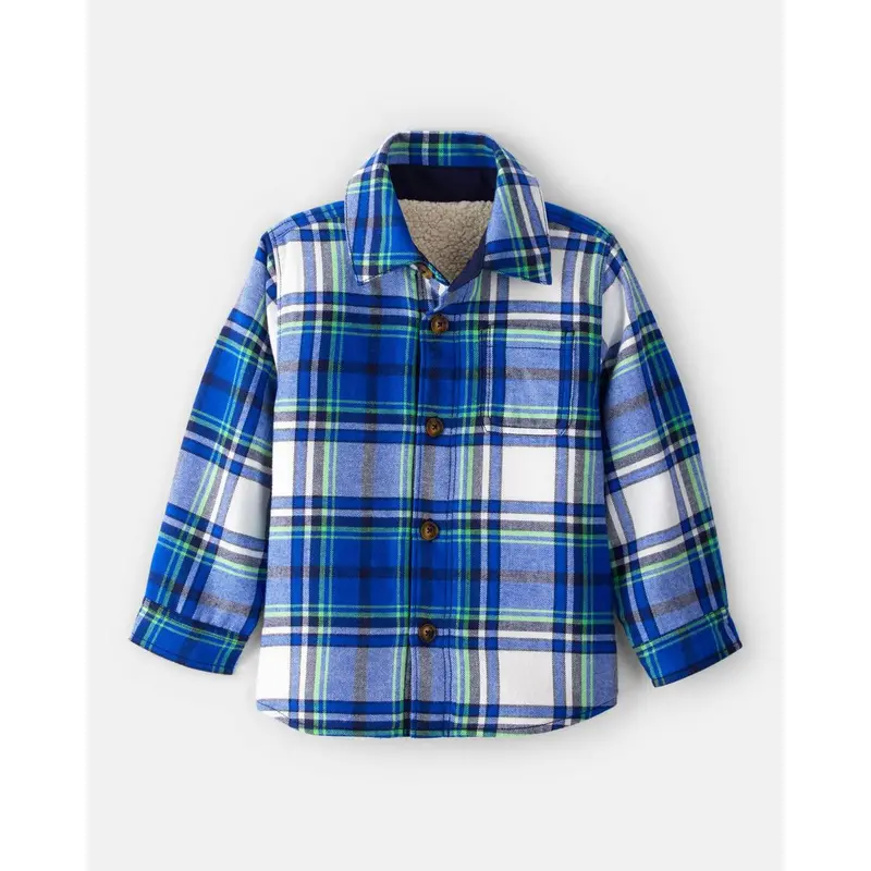 Plaid Sherpa-Lined Fashion Jacket For Toddler Boys – Warm, Stylish Outerwear 1