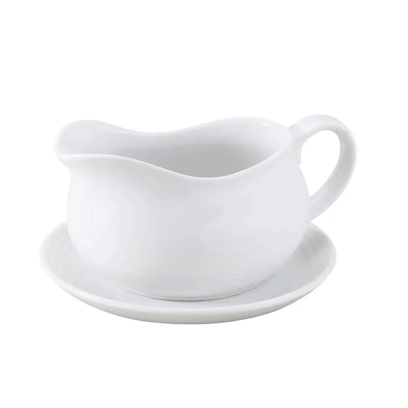 Porcelain Gravy Boat Set – 24 Oz Serving Pitcher With Matching Saucer (Nt-750) 1