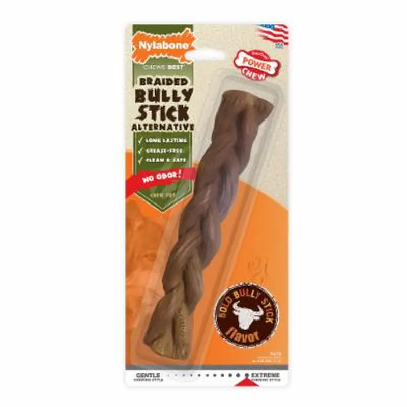 Power Chew Braided Dog Toy – Beef-Flavored Bully Stick Alternative (Large) 1
