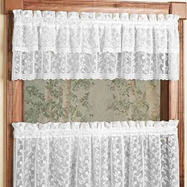 Priscilla White Lace Window Curtains – Elegant Sheer Panels – Style 332 1