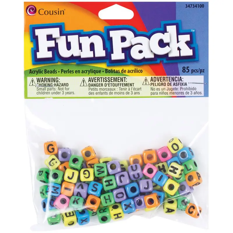 Rainbow Alphabet Plastic Beads – Square-Shaped Learning & Craft Beads 1