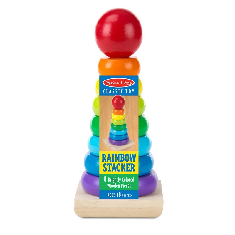 Rainbow Stacker Toddler Development Toy – Classic Wooden Ring Sorting Set 1