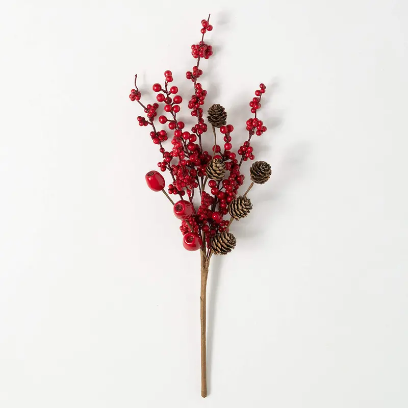 Red Berry Pod Decorative Pick – Vibrant Botanical Stem For Textural Arrangements 1