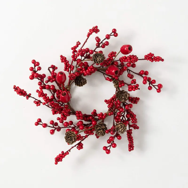 Red Berry Pod Wreath Ring – Berry-Adorned Circular Base For Festive Displays 1