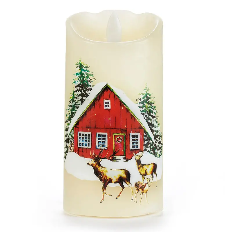 Reindeer Fiber Optic Led Candle With Auto Timer: Warm Glow Holiday Centerpiece (683865) 1