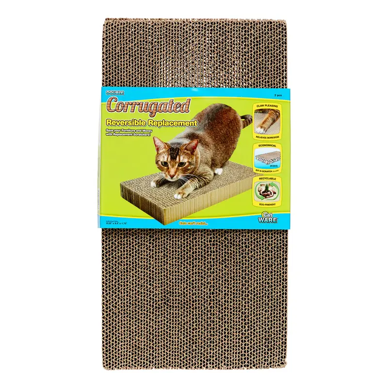 Reversible Corrugated Cat Scratcher – Double-Sided Replacement Pad (2-Pack) 1
