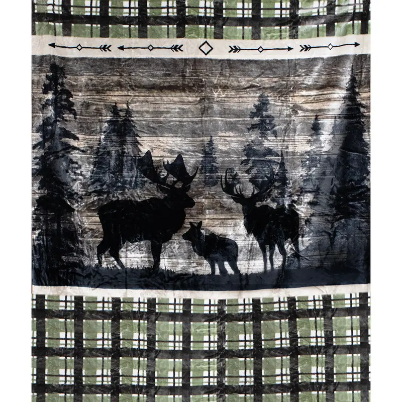 Rustic Elk Design Plush Queen Blanket – 79" X 95" Warm Fleece Throw Blkt-4665 1