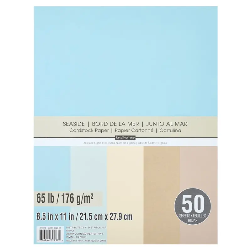 Seaside Collection Cardstock – 8.5" × 11" Textured Blue-Toned Craft Paper 1