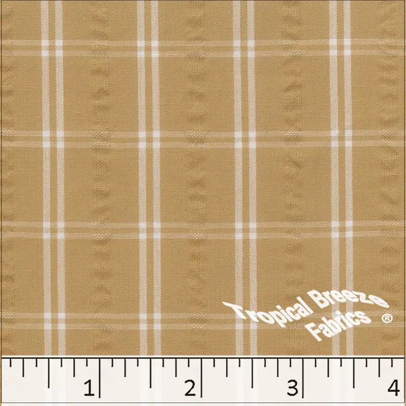 Seersucker Plaid Cotton Fabric – Lightweight Woven Textile (488610) 1