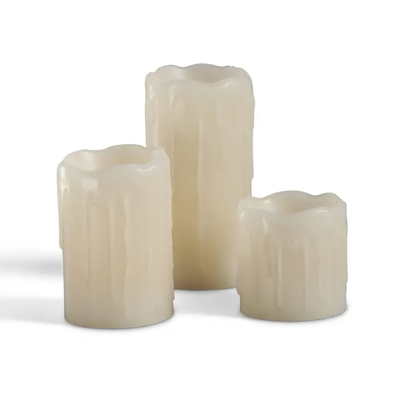 Set Of 3 Led Wax-Drip Votive Candles – Realistic Flameless Effect (40457) 1
