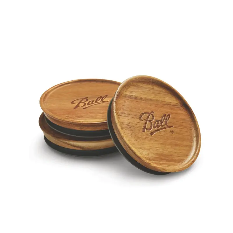 Set Of 3 Wide-Mouth Wooden Storage Lids – Natural Finish 1