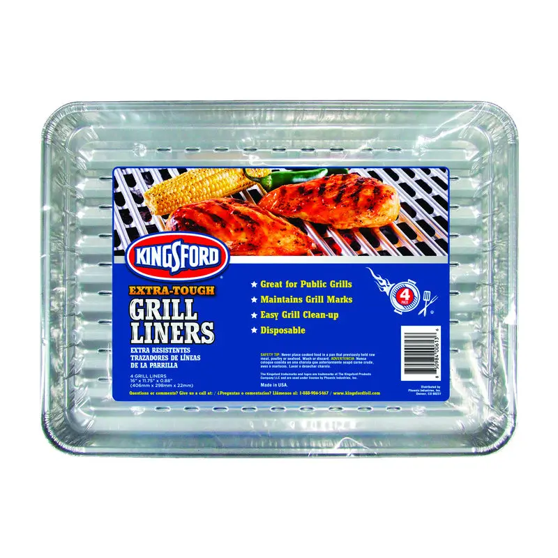 Set Of 4 Aluminum Grill Liners – Non-Stick, Reusable Bbq Mats (6129994301) 1