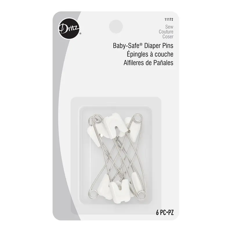 Set Of 6 Baby-Safe White Diaper Pins – Nickel-Free, Rounded-Tip Infant Care Essentials (11172) 1