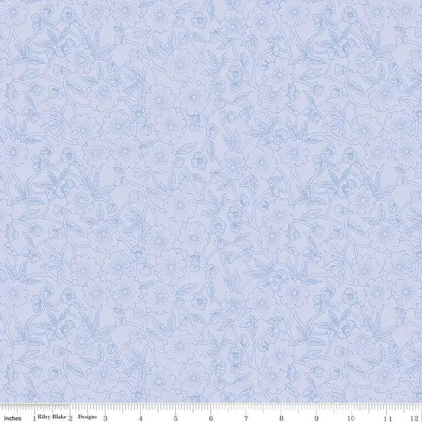 Sewing Seeds Porcelain Petals Cotton Fabric – Botanical Print Quilting Material (Cd15962) 1