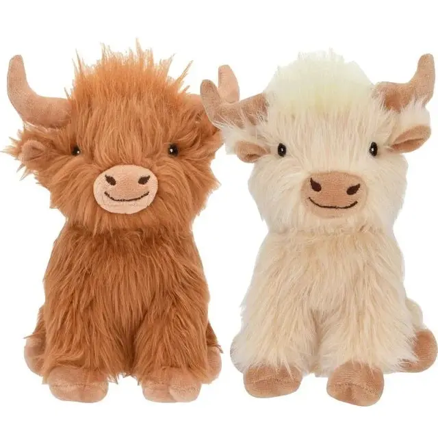 Shaggy Highland Cow Dog Toy – Assorted Plush Animal Chew Toy 1