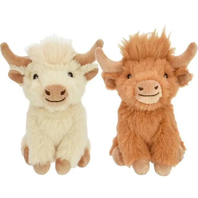 Shaggy Highland Cow Plush Dog Toy – Soft & Playful Design 1