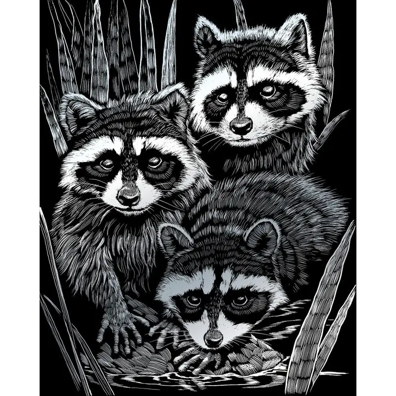Silver Engraved Raccoon Charms – Silf-46 Decorative Embellishments 1