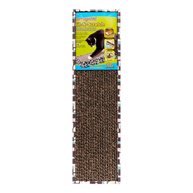 Sit-N-Scratch Single-Panel Cat Scratcher – Eco-Friendly Cardboard 1