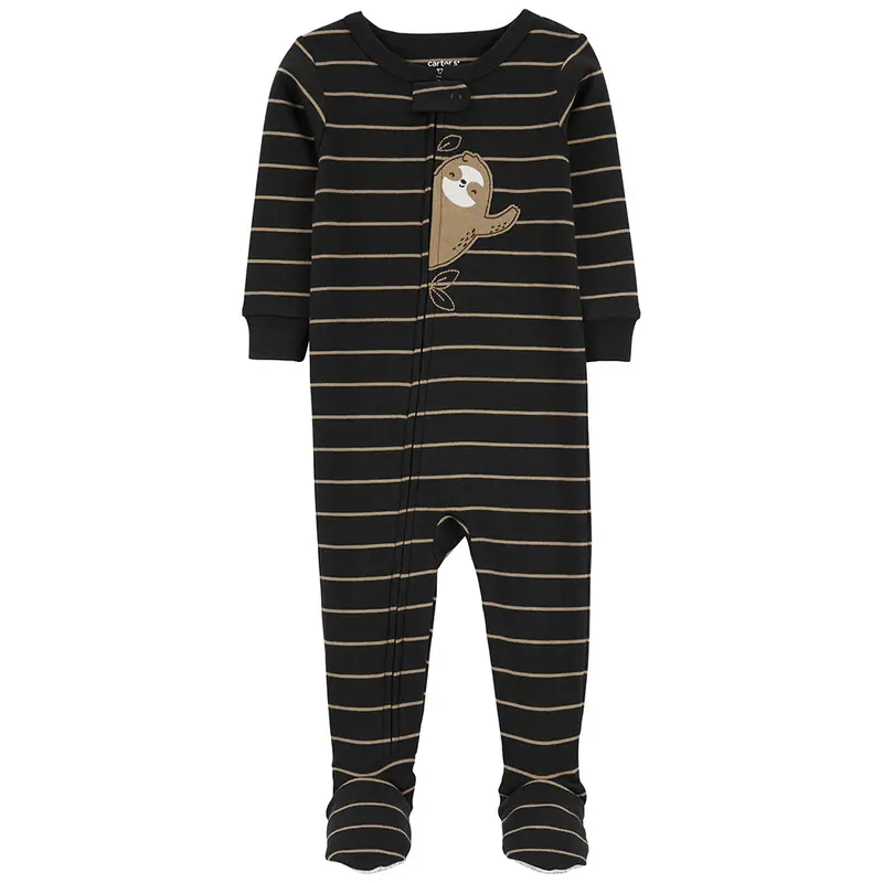 Sloth-Themed Footed Pajamas For Boys – One-Piece Soft Sleepwear (1O582010) 1