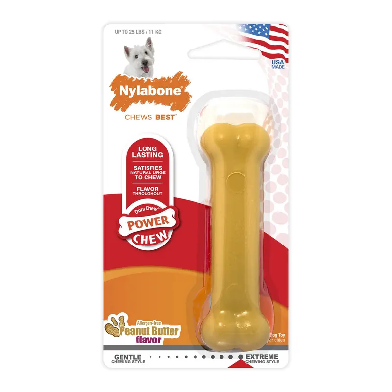 Small Original Power Chew Bone Dog Toy Infused With Peanut Butter 1