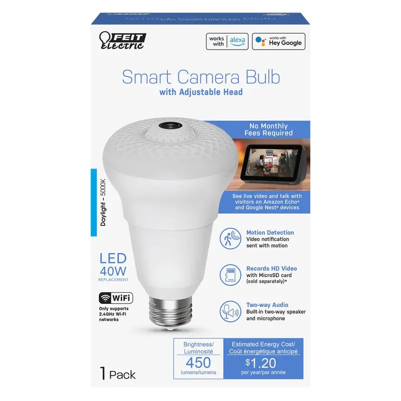 Smart Led Camera Light Bulb – Wi-Fi Enabled A23 Bulb With Temp & Motion Sensing 1