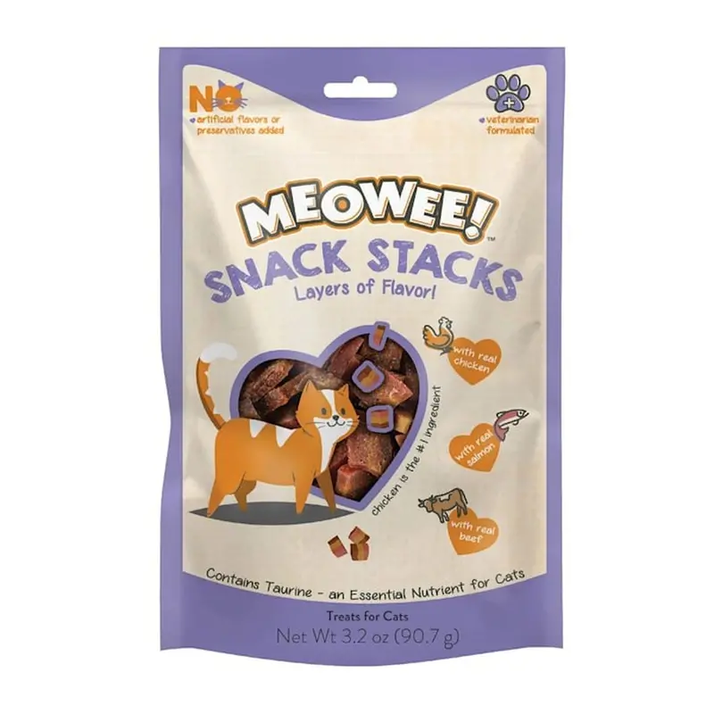 Snack Stacks Cat Treats – Real Chicken, Salmon & Beef Blend (3.2 Oz) 1