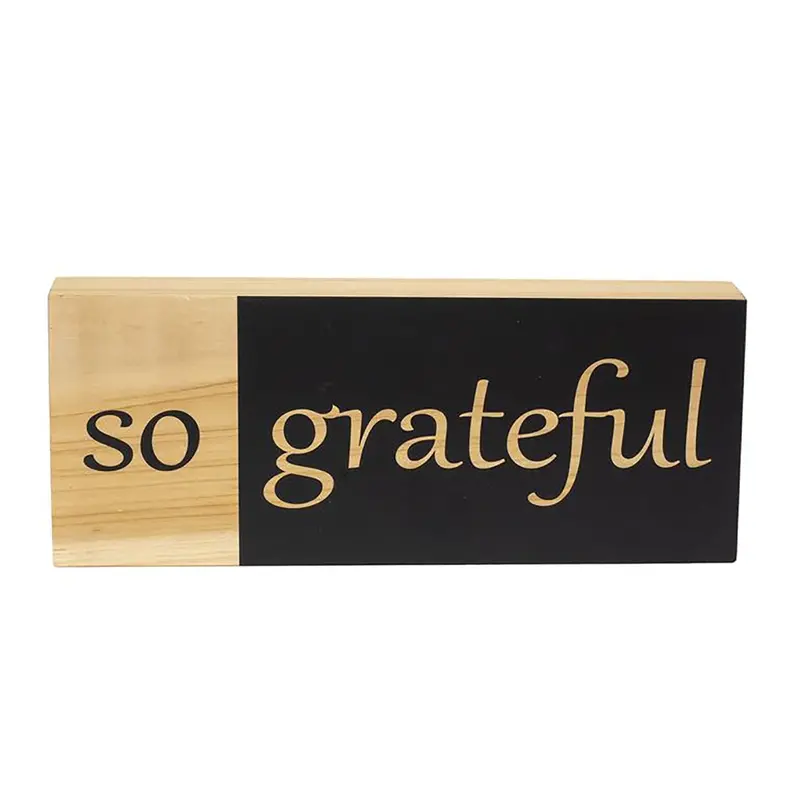 'So Grateful' Wooden Block Sign – Uplifting Thanksgiving Or Everyday Home Accent (2166-60713) 1