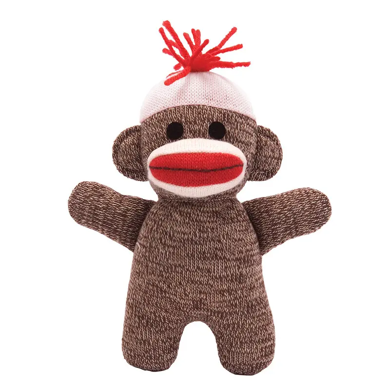Sock Monkey Plush Baby Toy – Soft Organic Cotton, Classic Retro Design 1