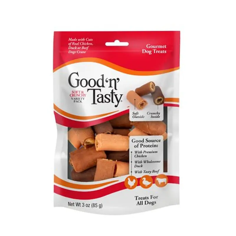 Soft-Crunchy Dog Treat Rolls – Real Chicken, Duck & Beef (3 Oz) 1