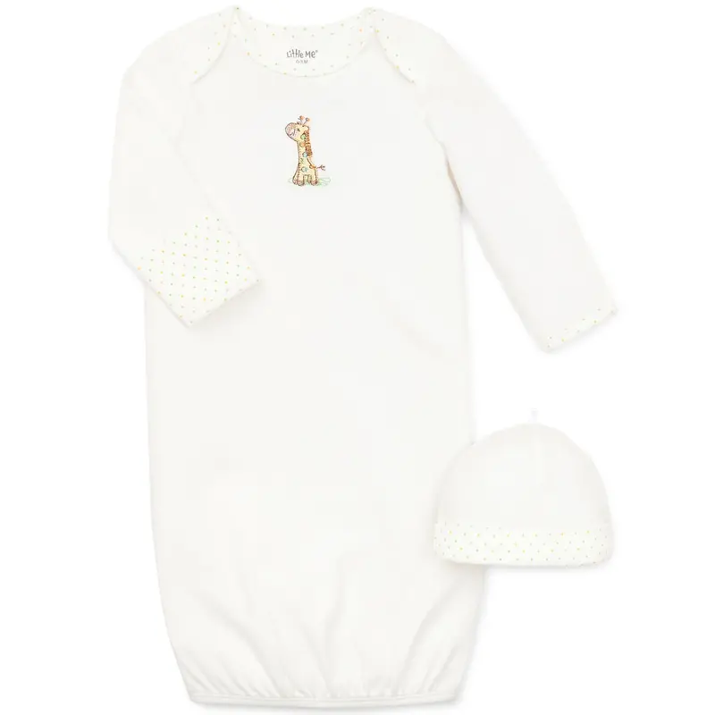 Soft Giraffe Baby Sleep Gown & Matching Hat – Newborn Outfit (0–3 Months) 1