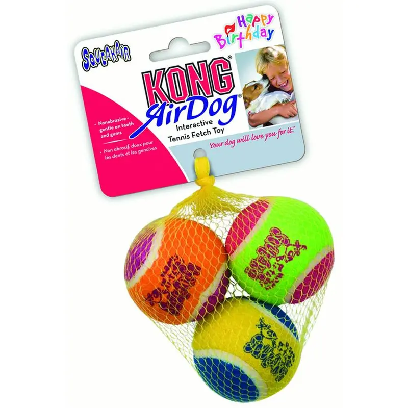 Squeakair Birthday-Themed Tennis Ball Dog Toys – 3-Pack, Medium 1