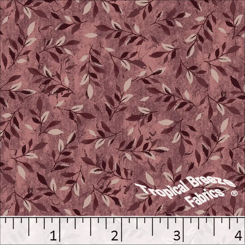 Standard Weave Leaf Print Poly-Cotton Fabric – 45" Width, By The Yard 1