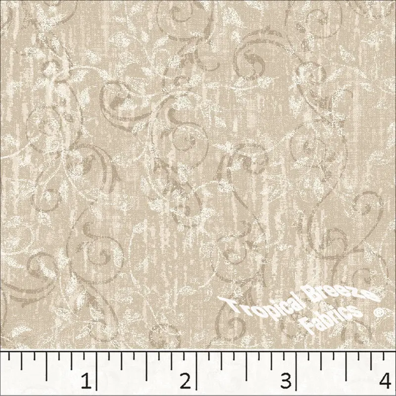 Standard-Weave Vine Print Poly-Cotton Dress Fabric – Lightweight Blended Yardage (6156) 1