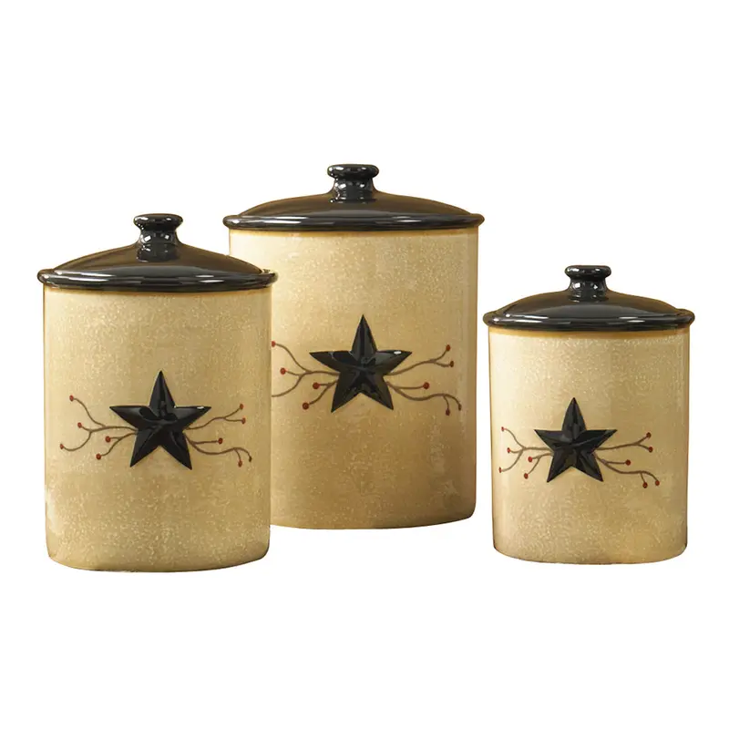 Star Vine Decorative Canister Set – Three-Piece Storage Collection (307-694) 1
