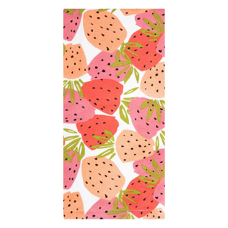 Strawberry Pink Dual-Purpose Kitchen Towel – Absorbent Cotton Blend (Style 18146) 1