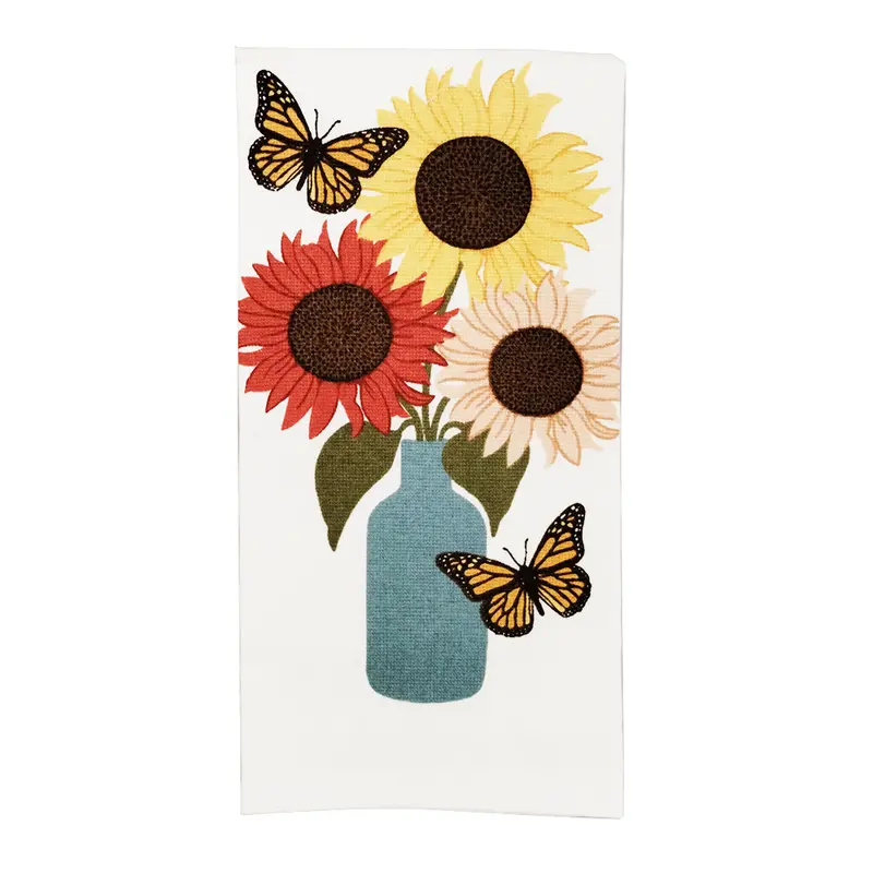 Sunflower & Butterfly Dual-Purpose Kitchen Towel – Absorbent Cotton Blend, Decorative & Functional 1