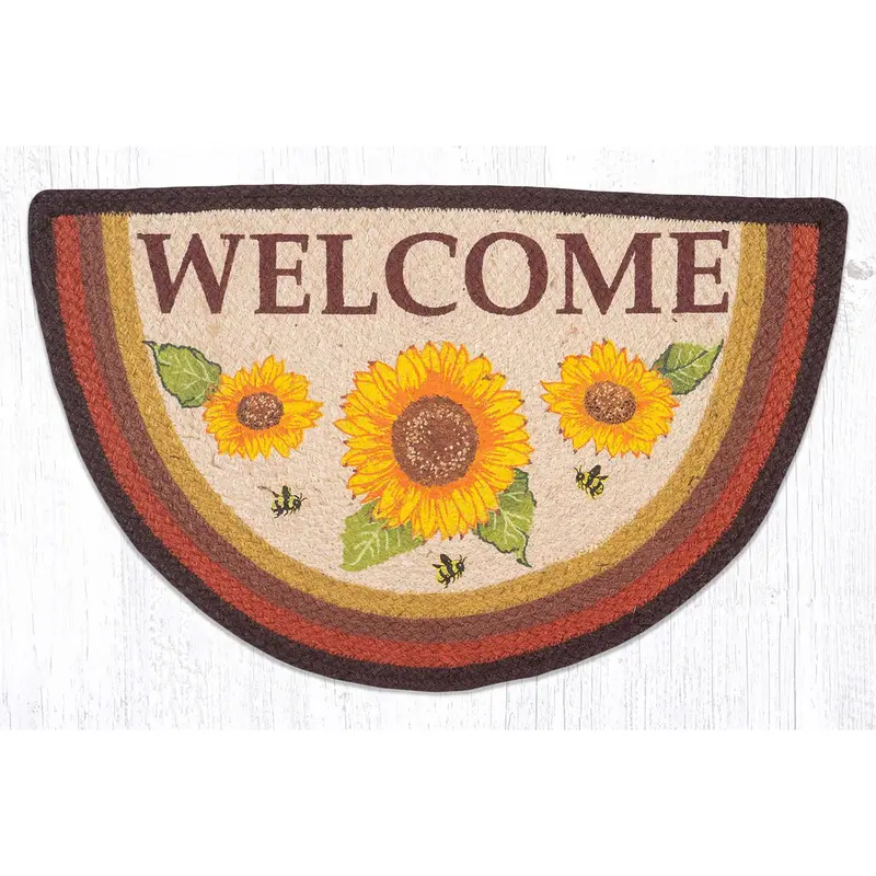 Sunflower Motif Braided Jute Area Rug – Scp-606 1
