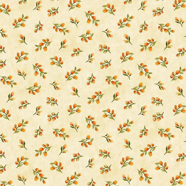 Sunflower Splendor Floral Bud Toss Cotton Fabric – Cheerful Botanical Quilting Cloth (83331) 1