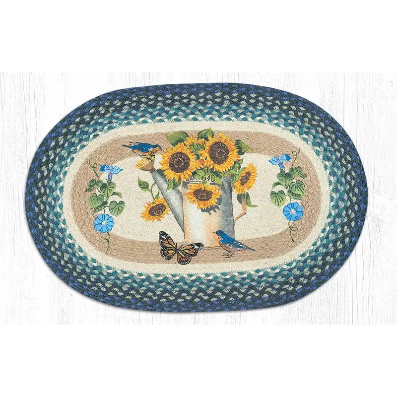 Sunflower-Watering Can Motif Jute Rug Op-568 1