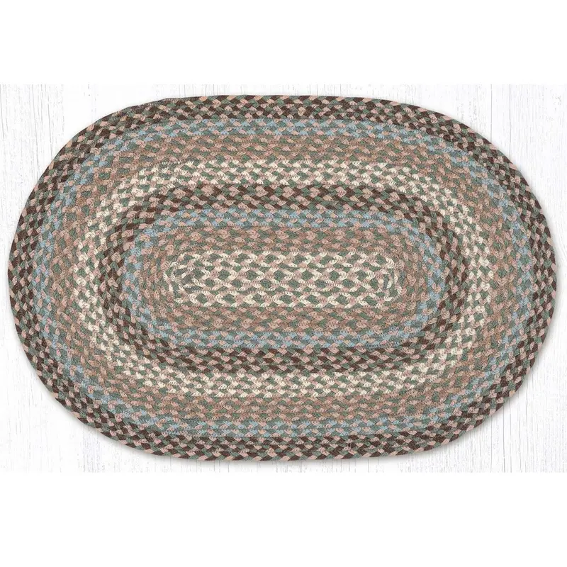 Taupe-Ivory-Light Blue Braided Oval Rug C-911 1