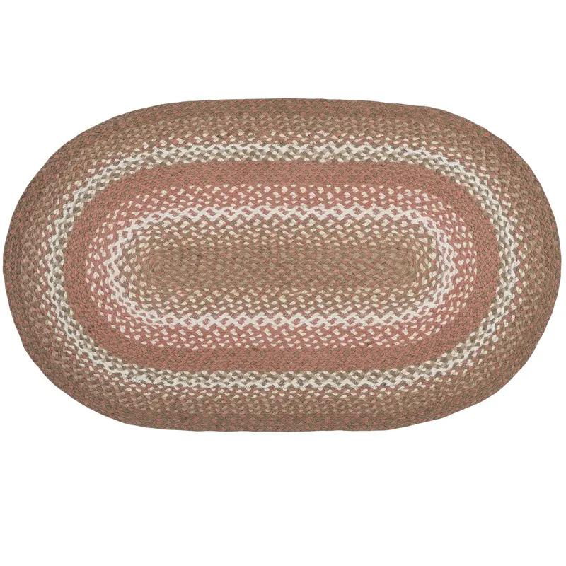 Taupe-Ivory-Peach Braided Oval Area Rug C-914 2