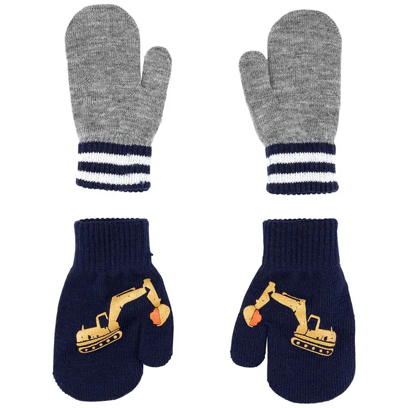 Toddler Boys' 2-Pack Navy Construction-Themed Gripper Mittens – 2P889010 1