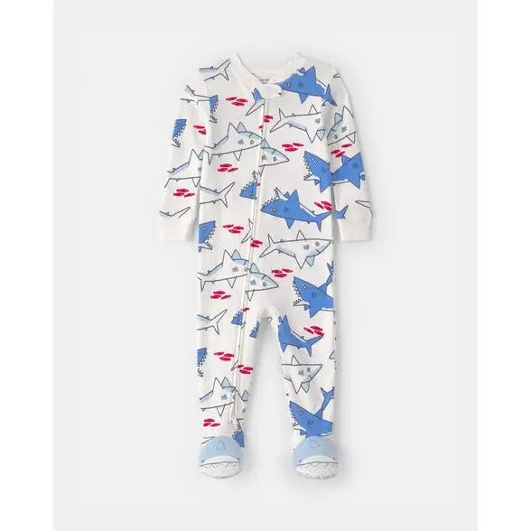 Toddler Boys' Shark Footed Pajamas – Snug-Fit One-Piece Sleepwear 1
