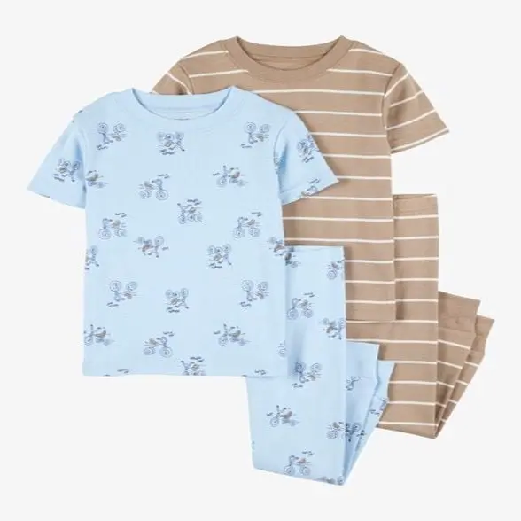Toddler Boys' Snack-Themed Cotton Pajama Set – 4-Piece Fun Sleep Kit 1