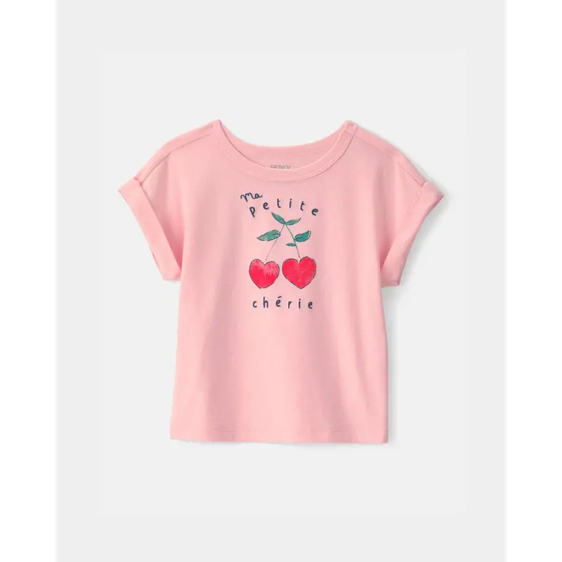 Toddler Girls' Cherry-Print Top – Pink Casual Tee 1