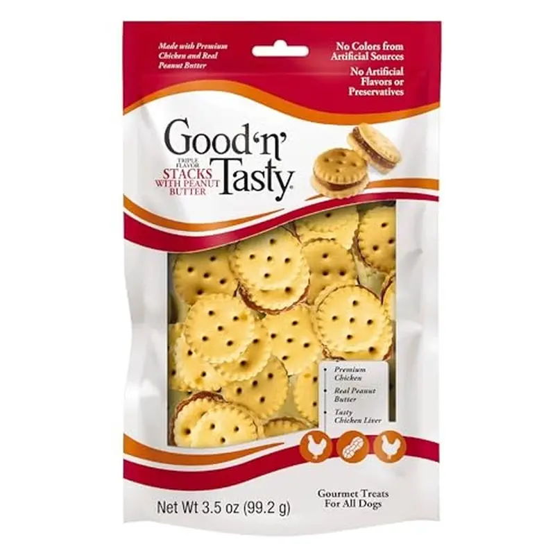 Triple-Flavor Stacks Dog Treats – Chicken & Peanut Butter (3.5 Oz) 1