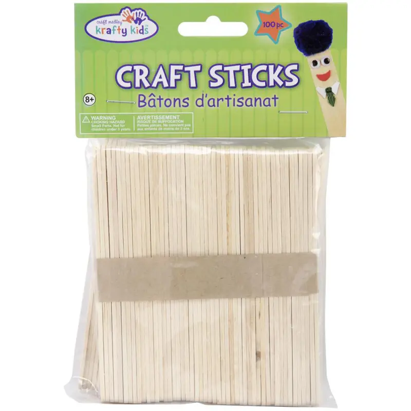 Unfinished Wooden Popsicle Sticks – 100-Pack Craft Supply (Cw500) 1