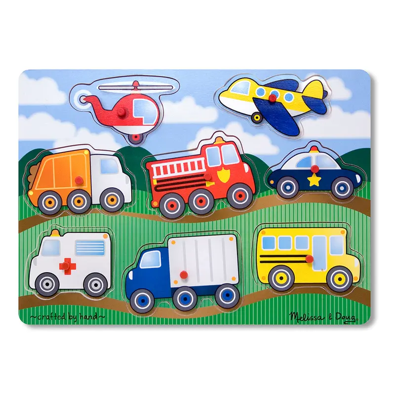 Vehicles Peg Puzzle – 8-Piece Wooden Jigsaw For Early Motor Skill Development 1