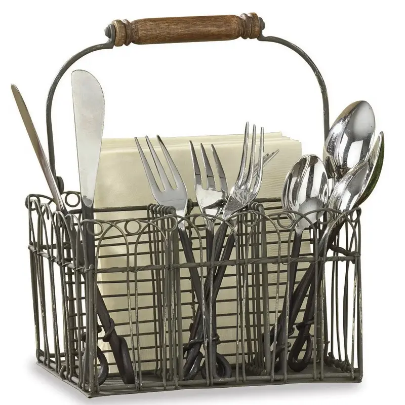 Vintage-Inspired Flatware Napkin Holder – Decorative Tabletop Caddy (Model 23-253) 1